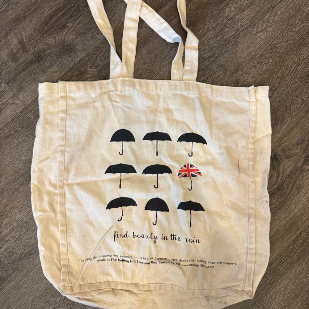 Umbrella Print Tote Bag - Cream